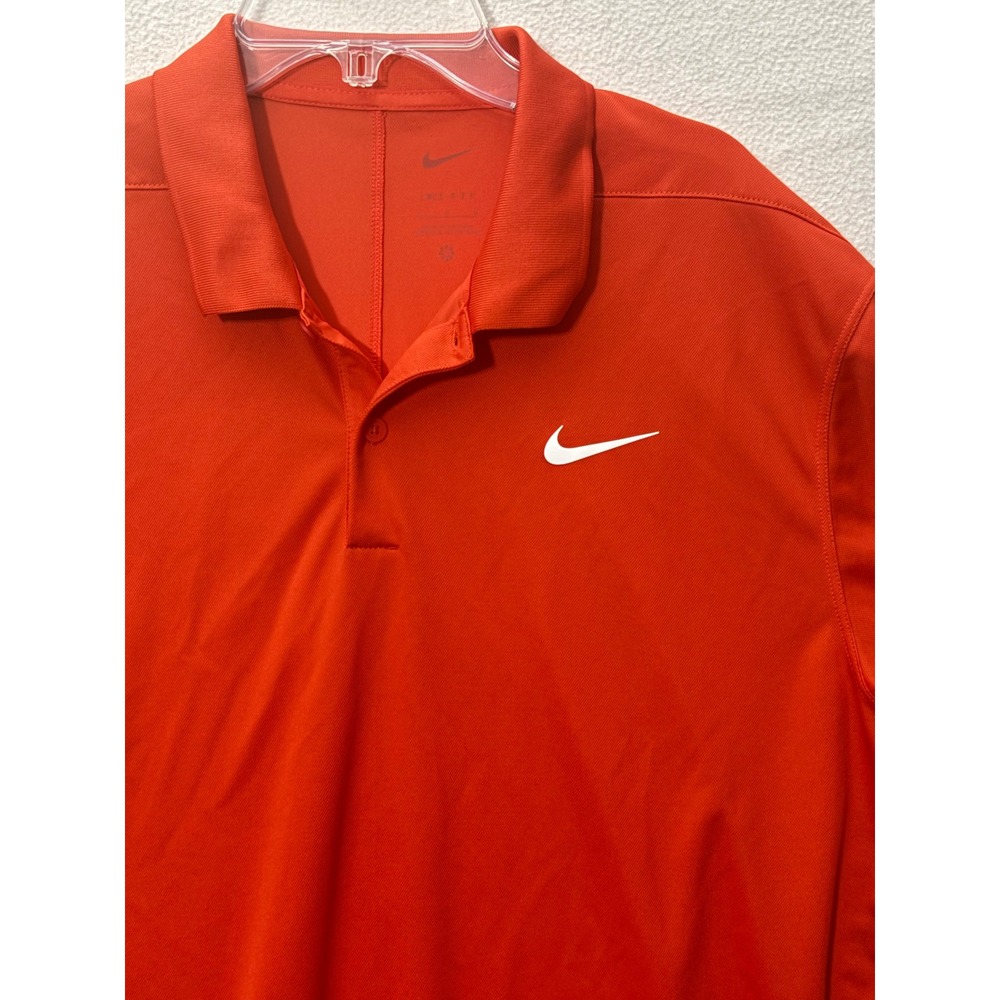 Nike Dri-FIT Mens Golf Polo Shirt Orange Short Sleeve Swoosh Logo Size Large